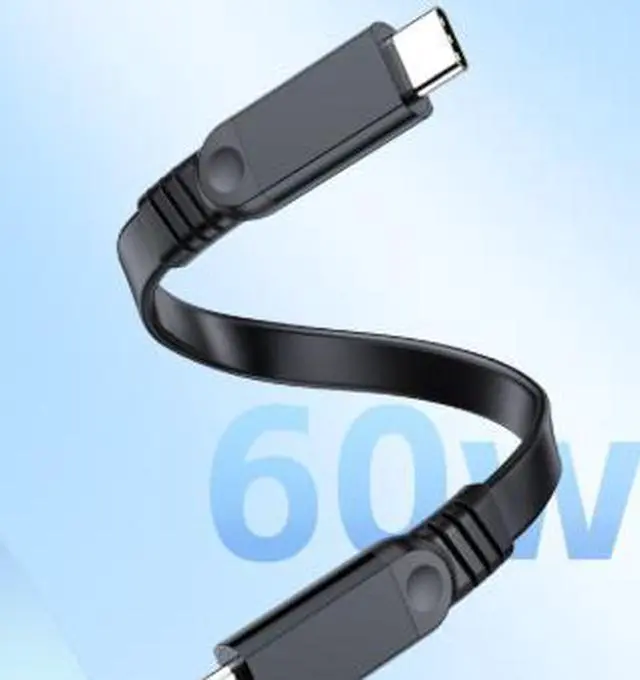 Alt view image 2 of 3 - 1M USB 3.2 Type-C Cable, 10Gbps High Speed USB-C Data Cable with Flat Flexible Design, 60W Fast Charging Cable for External SSD, Power Bank and Devices