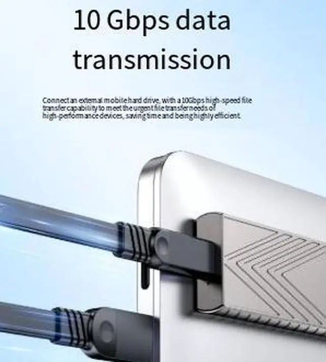 Alt view image 3 of 3 - 1M USB 3.2 Type-C Cable, 10Gbps High Speed USB-C Data Cable with Flat Flexible Design, 60W Fast Charging Cable for External SSD, Power Bank and Devices