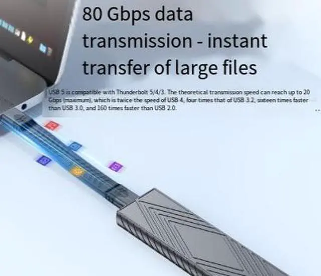 Alt view image 2 of 3 - 0.13M USB4 USB-C to USB-C FPC Flat Cable, 80Gbps Ultra High Speed Data Cable, 16K Video Output, 240W PD 5A Fast Charging, Compatible with Thunderbolt 5/4/3