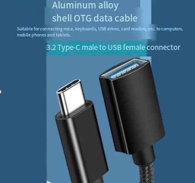 Alt view image 2 of 3 - 0.15M USB-C Male to USB-A Female OTG Cable, USB 3.2 Gen 2 10Gbps High Speed Data Adapter, Braided Type-C OTG Extension Cable for Phone, Tablet and Laptop