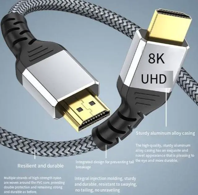 Alt view image 3 of 4 - 1M HDMI 2.1 Cable, 8K@60Hz Ultra High Speed Braided HDMI Cable, Dynamic HDR & 3D Support for PC, TV, Monitor, Projector and TV Box