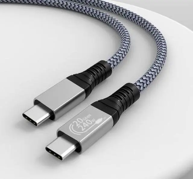 Alt view image 4 of 4 - 0.3M USB 3.2 Type-C to Type-C Cable, 20Gbps High Speed Data Transfer Cable, 240W PD Fast Charging Cable, Braided USB-C Cable with Zinc Alloy Housing