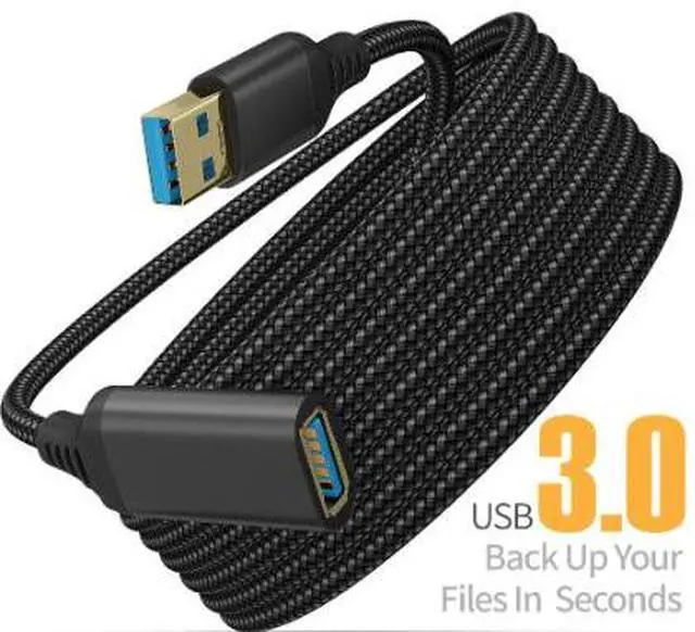 Main image of 1M USB 3.0 Extension Cable, USB-A Male to Female High Speed Data Cable, Nylon Braided USB Extension Cord with Gold-Plated Connector for PC, Hard Drive, Camera and Printer