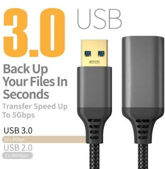 Alt view image 2 of 4 - 1M USB 3.0 Extension Cable, USB-A Male to Female High Speed Data Cable, Nylon Braided USB Extension Cord with Gold-Plated Connector for PC, Hard Drive, Camera and Printer