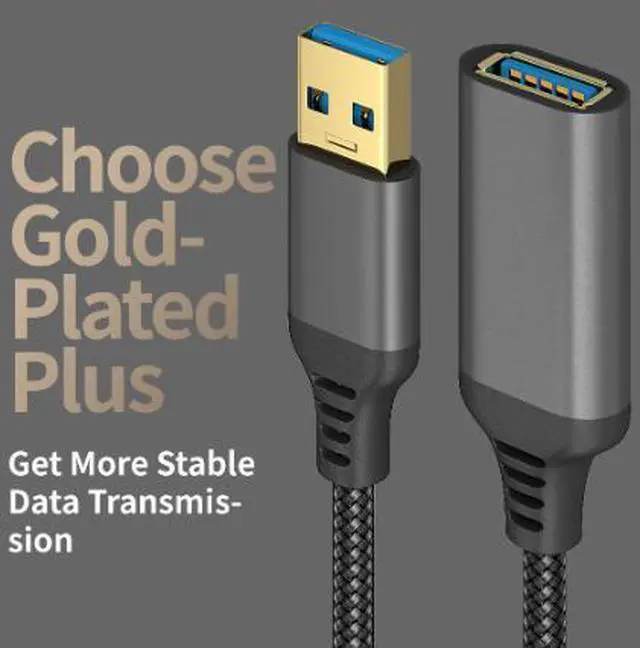 Alt view image 3 of 4 - 1M USB 3.0 Extension Cable, USB-A Male to Female High Speed Data Cable, Nylon Braided USB Extension Cord with Gold-Plated Connector for PC, Hard Drive, Camera and Printer