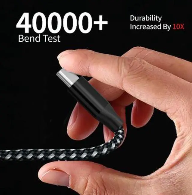Alt view image 3 of 4 - 2M USB-C Charging Cable, 3A Fast Charging Type-C Cable, Nylon Braided USB Cable with 480Mbps Data Transfer for Android Phones, Tablets and USB-C Devices