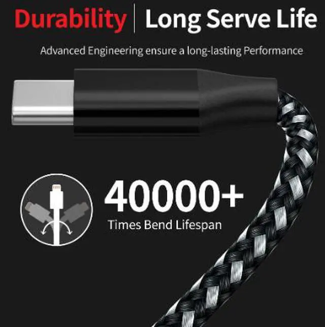 Alt view image 4 of 4 - 2M USB-C Charging Cable, 3A Fast Charging Type-C Cable, Nylon Braided USB Cable with 480Mbps Data Transfer for Android Phones, Tablets and USB-C Devices