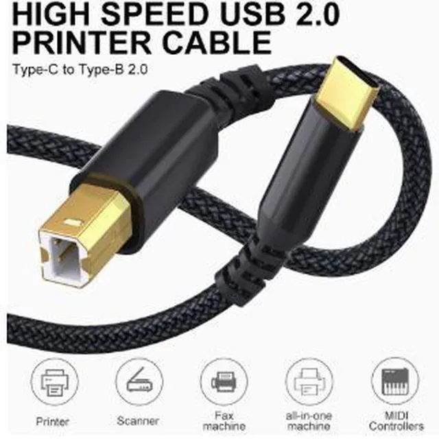 Alt view image 2 of 3 - 5M USB-C to USB-B Printer Cable, Nylon Braided USB Type-C Printer Data Cable, Plug and Play Cable for Printer, Scanner and Office Devices