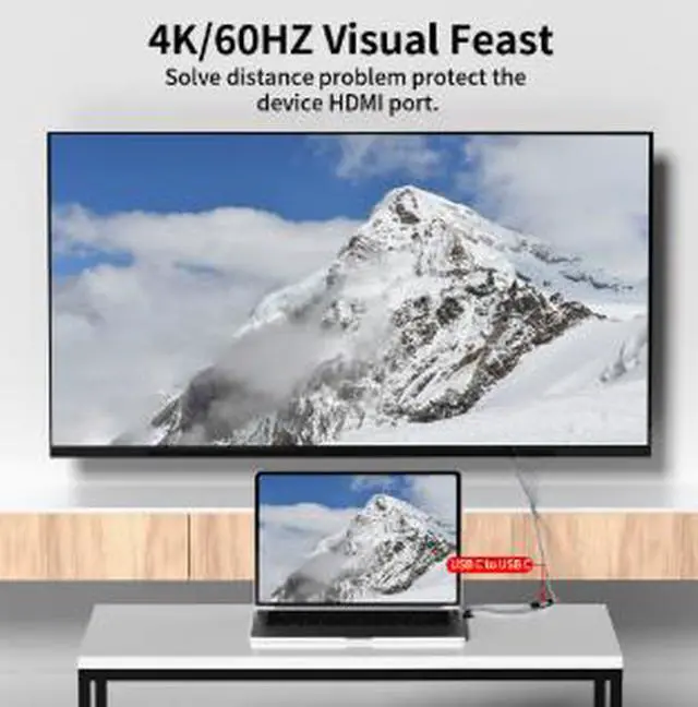 Alt view image 3 of 4 - 1M USB-C Extension Cable, USB-C Male to Female Cable, 20Gbps High Speed Data Transfer, 240W PD Fast Charging, 4K@60Hz Video Extension Cable