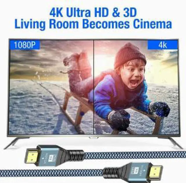 Alt view image 2 of 3 - 1M HDMI Cable, 4K@60Hz High Speed HDMI Cable, Nylon Braided Cable with Aluminum Alloy Shell, HDR 3D Video Cable for TV, Monitor and PC