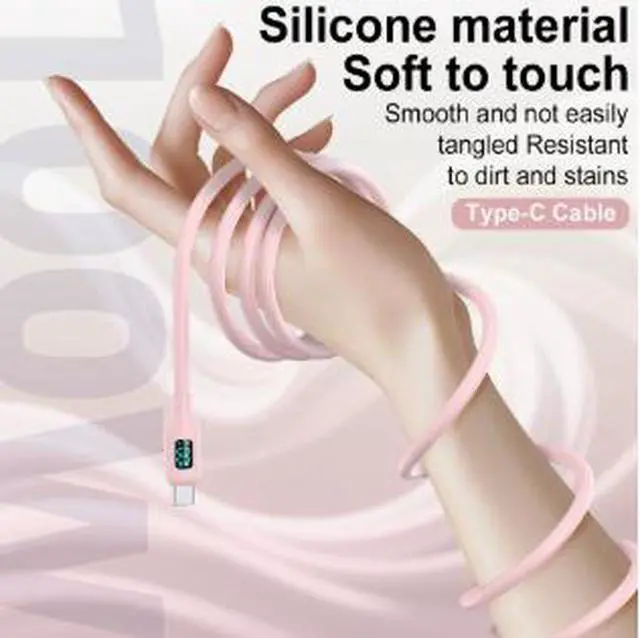 Alt view image 2 of 3 - 3M USB-C Cable, 100W PD Fast Charging Cable with Digital Display, Liquid Silicone Type-C Cable for Phone, Tablet and Laptop