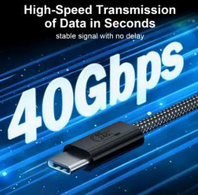 Alt view image 2 of 4 - 0.3M USB4 Type-C to Type-C Cable, 40Gbps High Speed Data Transfer, 240W PD Fast Charging Cable, 8K Video Output Braided USB-C Cable