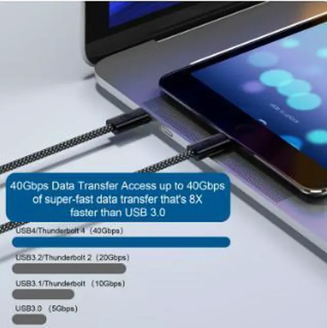 Alt view image 4 of 4 - 0.3M USB4 Type-C to Type-C Cable, 40Gbps High Speed Data Transfer, 240W PD Fast Charging Cable, 8K Video Output Braided USB-C Cable