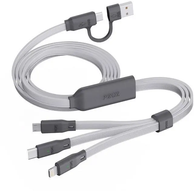 Main image of 100W USB C & USB A Fast Charging Cable, 3 in 1 Multi Charging Cable with E-Marker Chip, USB-C/Lightning/Micro USB Cord for iPhone, iPad Pro, MacBook, Samsung Galaxy