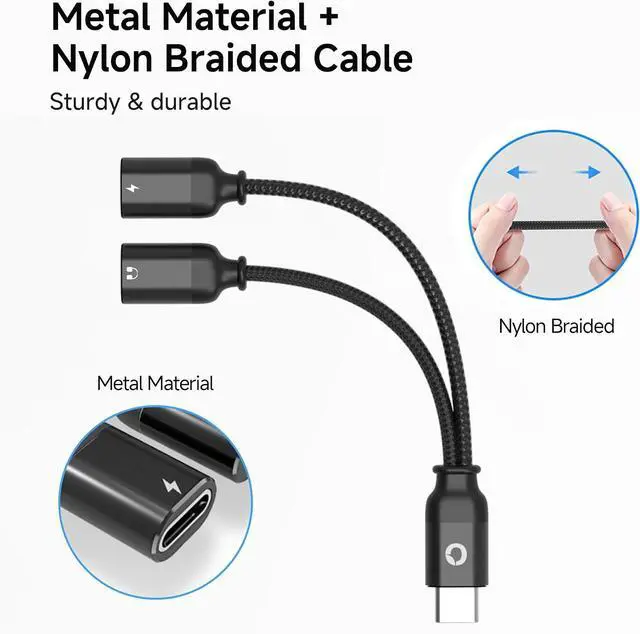 Alt view image 4 of 7 - USB C Headphone Adapter, 100W Audio Charging Splitter for iPhone | 2-in-1 USB-C adapter lets you charge and use wired headphones at the same time, perfect for music, gaming and calls.
