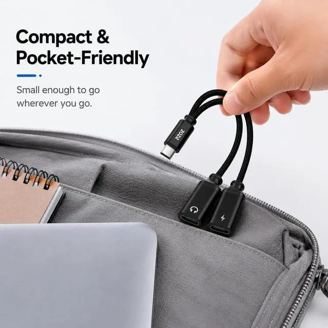 Alt view image 2 of 7 - USB C Headphone Adapter, 100W Audio Charging Splitter for iPhone | 2-in-1 USB-C adapter lets you charge and use wired headphones at the same time, perfect for music, gaming and calls.