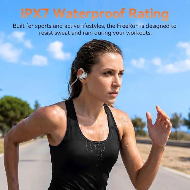 Alt view image 6 of 6 - Open Ear Headphones, Bluetooth 6.0 Air Conduction Sports Earbuds, 19g | Lightweight Wireless Earphones for Running, Cycling & Workouts, IPX7 Waterproof Headset, Built-In Dual-Mic, FreeRun F5, Gray