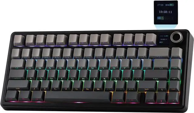 Main image of F75 MAX Wireless Mechanical Keyboard with TFT Screen and Knob, Gasket Gaming Keyboard in 75% Layout, Hot Swappable, RGB Backlight, for PC/Mac/Linux (Black Gradient)