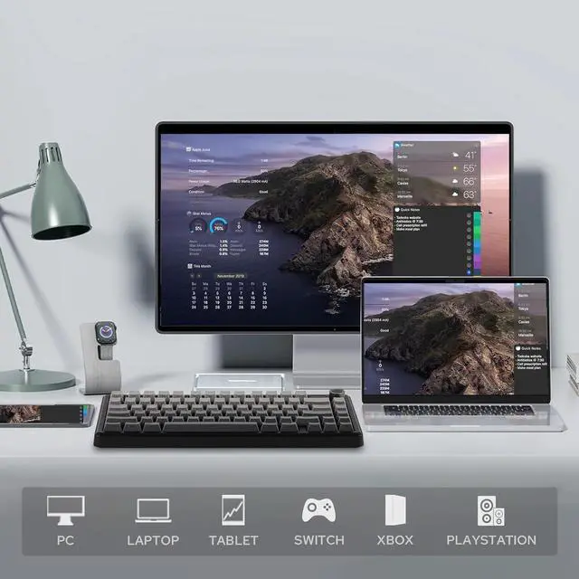 Alt view image 6 of 7 - F75 MAX Wireless Mechanical Keyboard with TFT Screen and Knob, Gasket Gaming Keyboard in 75% Layout, Hot Swappable, RGB Backlight, for PC/Mac/Linux (Black Gradient)