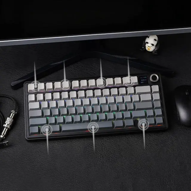 Alt view image 7 of 7 - F75 MAX Wireless Mechanical Keyboard with TFT Screen and Knob, Gasket Gaming Keyboard in 75% Layout, Hot Swappable, RGB Backlight, for PC/Mac/Linux (Black Gradient)