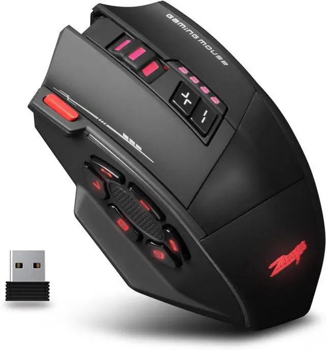 Main image of Wireless Gaming Mouse, RGB Dual Mode Bluetooth Mouse Up 24,000 DPI, 13 Macro Programmable Buttons, Optical Computer Mouse 50Hrs for PC Laptop MOBA FPS, PMW-3311, Comfort Grip (Black)