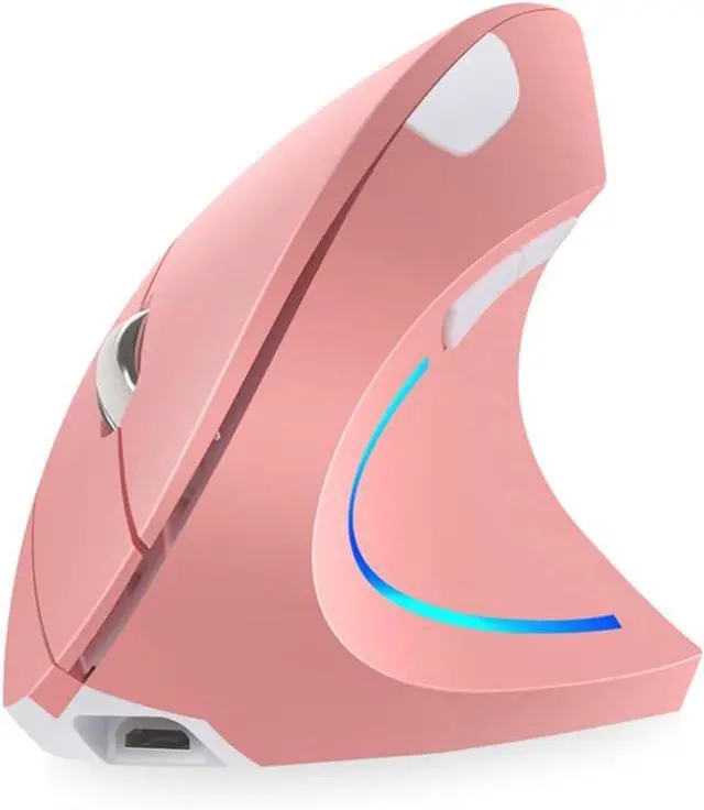Main image of Vertical Mouse, Right Handed 2.4GHz Wireless Ergonomic Rechargeable Vertical Mouse with 4 Adjustable DPI 800/1200/1600/2400, 6 Buttons,Compatible with PC, Desktop,Mac (Pink)