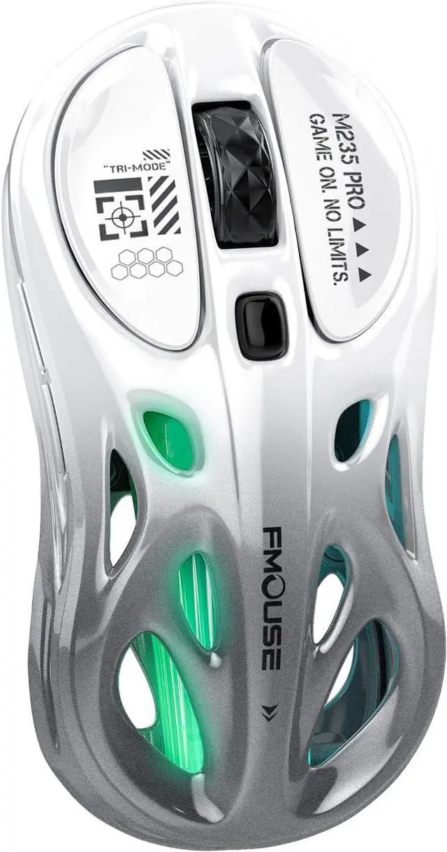 Main image of M235 Wireless Gaming Mouse, 65g Ultra-Lightweight, Hollowed-Out Sports Car Design, 4800 DPI, Tri-Mode (2.4G/BT/Wired), 8 Programmable Buttons, RGB Lighting, 1000Hz Polling Rate (Silver Frost)
