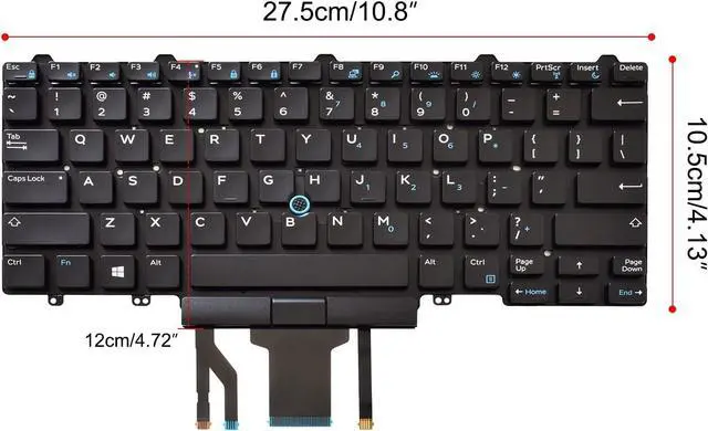 Alt view image 6 of 7 - Backlit Keyboard Replacement Compatible with Dell Education(Latitude ) E5450 E5470 E5480 E7450 P40G E7470 E7480,Latitude 14 5480 5488 5490 5491 7480 7490 with Pointer US Layout