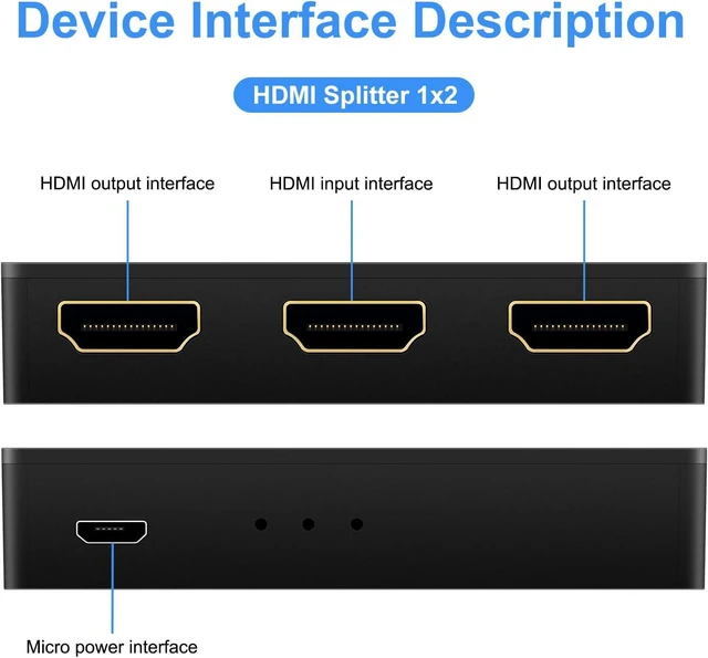 Alt view image 4 of 7 - Wiistar HDMI Splitter 1 in 2 Out 4K 1x2 HDMI Splitter Full HD 1080P