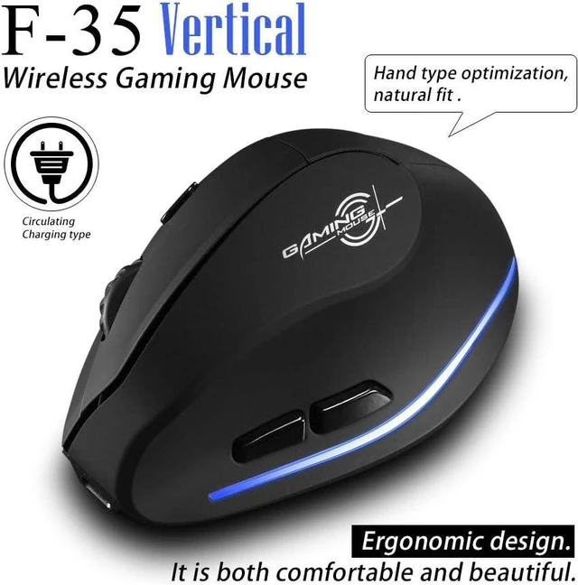 Alt view image 3 of 6 - Optical Wireless Mouse,Rechargeable,2400DPI,Ergonomic Design Reduces Muscle Strain,USB Vertical Ergonomic Mouse,Cordless Portable Mouse for PC,Mac,Laptop