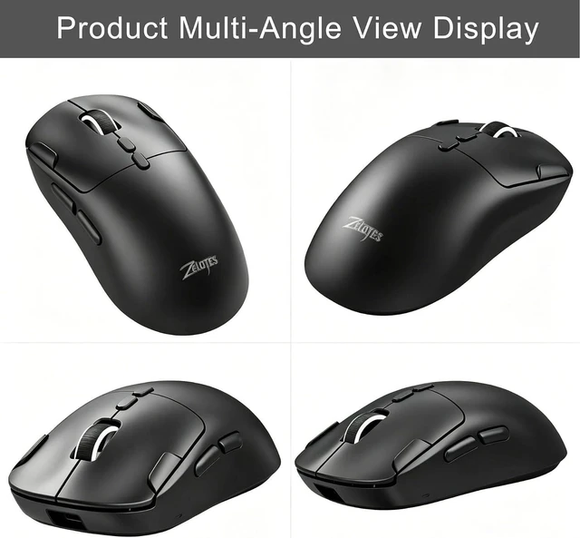 Alt view image 3 of 7 - Gaming Wireless Mouse, Bluetooth Rechargeable with 9 Programmable Buttons,Ultra-Light 60g, 24,000 DPI, BT/USB 2.4G / Type-C, Ergonomic Optical Mouse for Laptop, PC,Office and Gamers (Black)