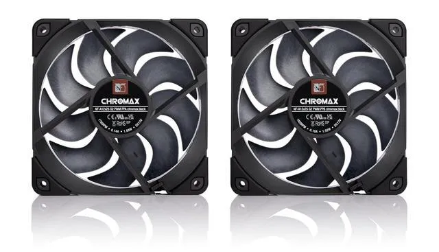 Alt view image 2 of 5 - NF-A12x25 G2 PWM Sx2-PP chromax.Black, High-End Quiet Fans 2x120mm