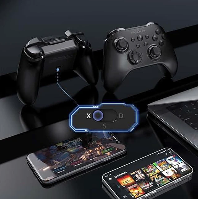 Alt view image 4 of 6 - Wireless Controller for PC, iPhone, Android, Switch, Steam, Gamepad 2.4G Bluetooth Controller with Hall Effect Trigger,Turbo,Rumble Vibration (Black)