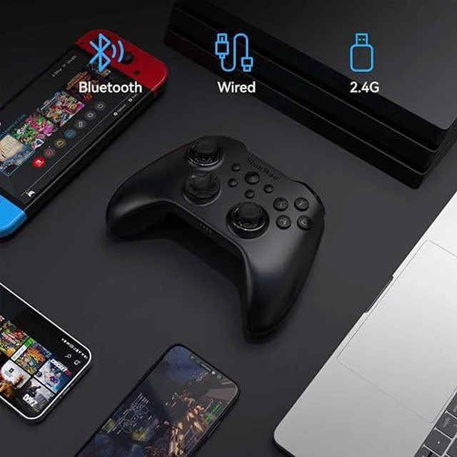 Alt view image 5 of 6 - Wireless Controller for PC, iPhone, Android, Switch, Steam, Gamepad 2.4G Bluetooth Controller with Hall Effect Trigger,Turbo,Rumble Vibration (Black)