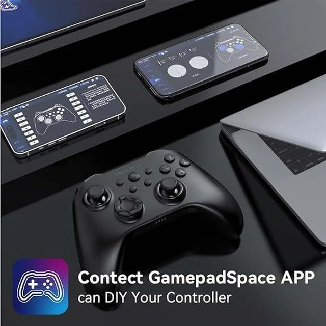 Alt view image 6 of 6 - Wireless Controller for PC, iPhone, Android, Switch, Steam, Gamepad 2.4G Bluetooth Controller with Hall Effect Trigger,Turbo,Rumble Vibration (Black)