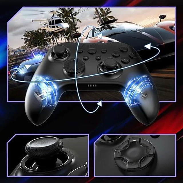 Alt view image 2 of 6 - Wireless Controller for PC, iPhone, Android, Switch, Steam, Gamepad 2.4G Bluetooth Controller with Hall Effect Trigger,Turbo,Rumble Vibration (Black)