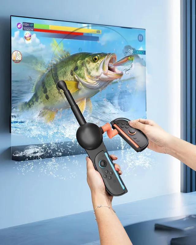 Alt view image 7 of 7 - Fishing Rod Controller for Nintendo Switch 2/ Switch/Switch Oled, Gaming Accessory, Compatible with Bass Pro Shops: The Strike & Fishing Star World Tour, Ideal for Family Fun & Gifting
