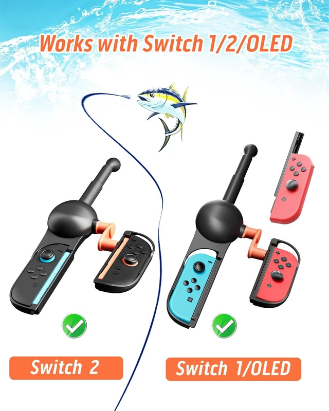 Alt view image 3 of 7 - Fishing Rod Controller for Nintendo Switch 2/ Switch/Switch Oled, Gaming Accessory, Compatible with Bass Pro Shops: The Strike & Fishing Star World Tour, Ideal for Family Fun & Gifting