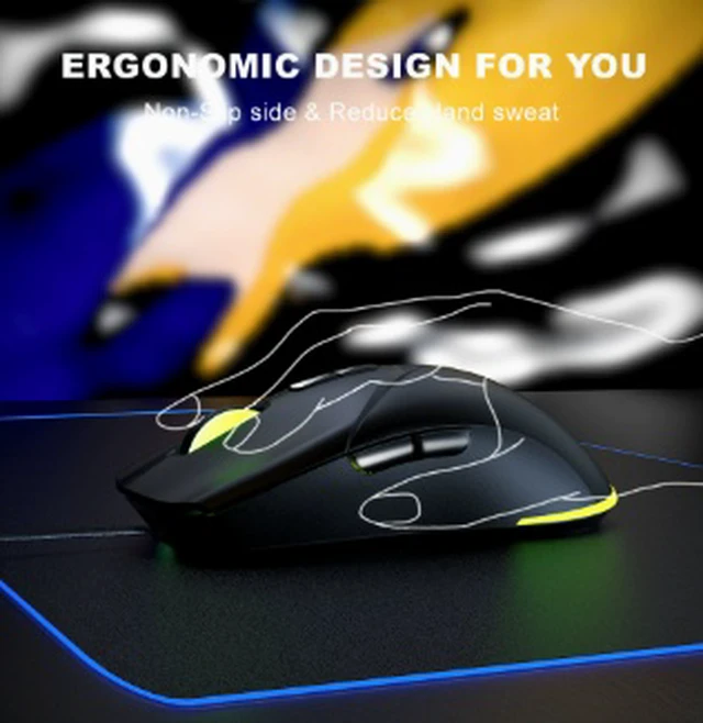 Alt view image 2 of 4 - GM06 Wired Gaming Mouse, 7-Button Ergonomic Gaming Mouse with 4-Level Adjustable DPI up to 7200, 4-Color Breathing Lights, USB Plug & Play, 1.5m Cable