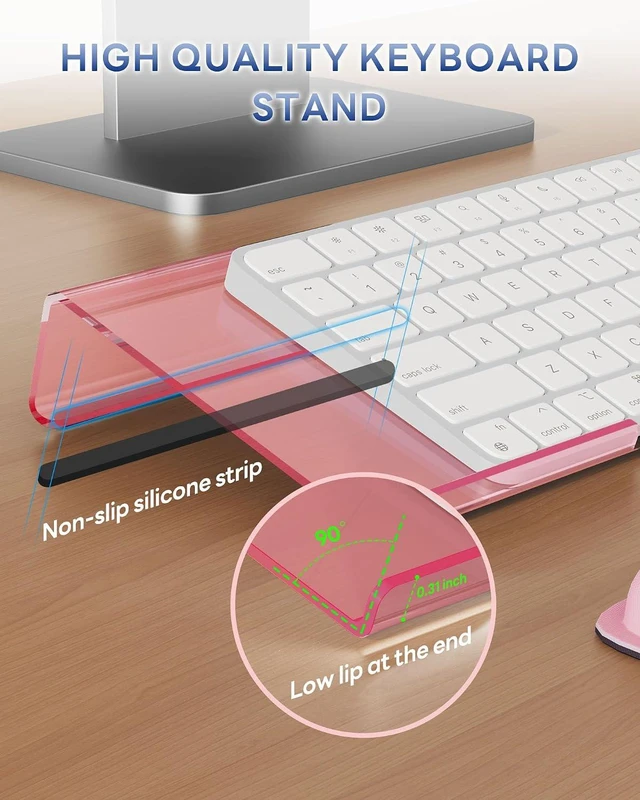 Alt view image 4 of 6 - Computer Keyboard Wrist Rest, Keyboard Riser Stand for Desktop