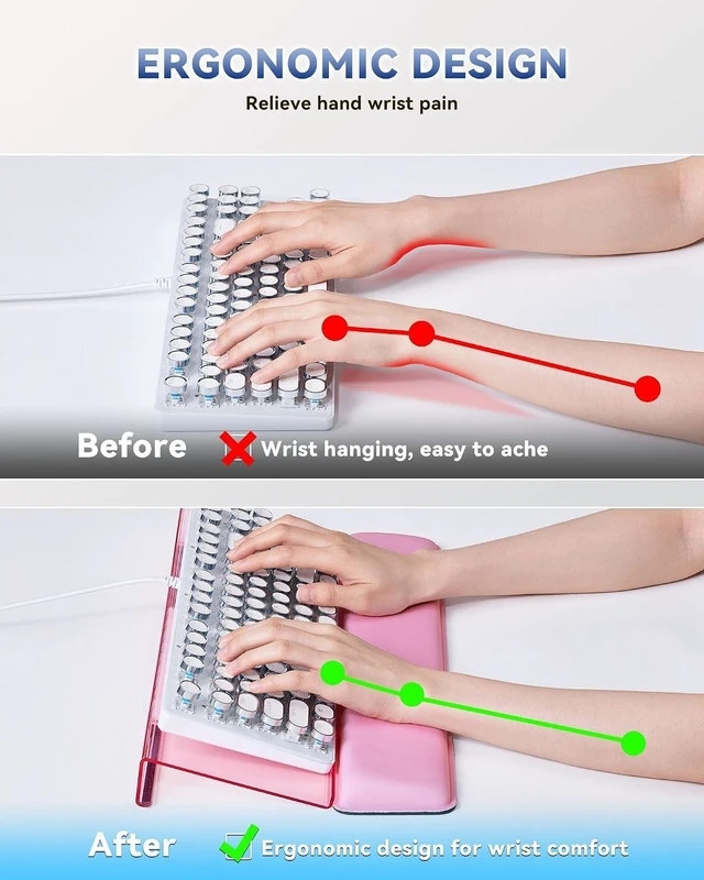 Alt view image 6 of 6 - Computer Keyboard Wrist Rest, Keyboard Riser Stand for Desktop