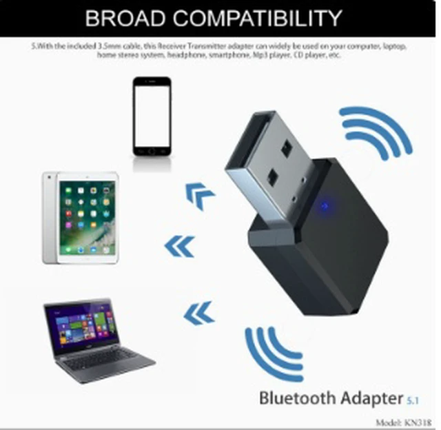 Alt view image 2 of 4 - USB Bluetooth 5.1 Audio Receiver for Car, AUX Bluetooth Adapter with Built-in HD Microphone, Hands-Free Calling, Noise Reduction, Auto Connect, Plug & Play Wireless Audio Adapter