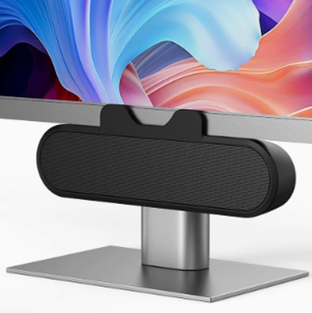 Alt view image 2 of 4 - MZ-630 USB Clip-On Soundbar Speaker, Portable Computer Speaker with Dual 40mm Speakers, Stereo Bass Sound, USB Sound Card, USB-A & USB-C, 5V Powered, Black