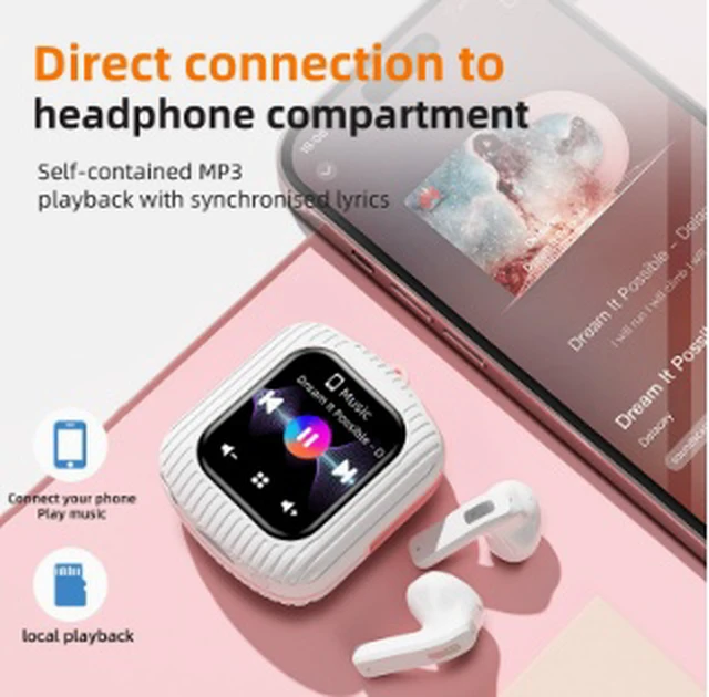 Alt view image 3 of 4 - K8 Smart Wireless Headphones with 1.83" TFT Display, Bluetooth 5.4, 30H Total Playtime with Charging Case, 5H Playback, Type-C Charging, 10m Range