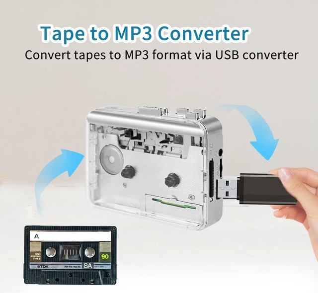 Alt view image 4 of 7 - Portable Clear Stereo &Auto Reverse Cassette Player,Convert Tapes to MP3 Format via USB Converter,Built-in Cool Copper Wheel Movement Speaker