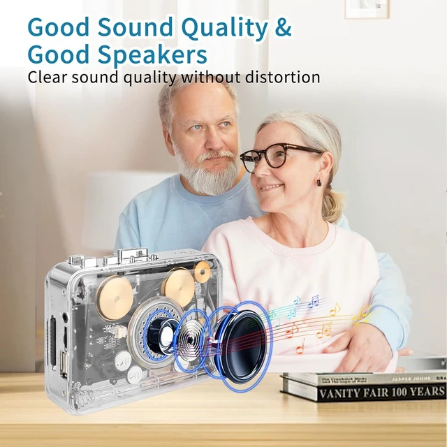 Alt view image 6 of 7 - Portable Clear Stereo &Auto Reverse Cassette Player,Convert Tapes to MP3 Format via USB Converter,Built-in Cool Copper Wheel Movement Speaker