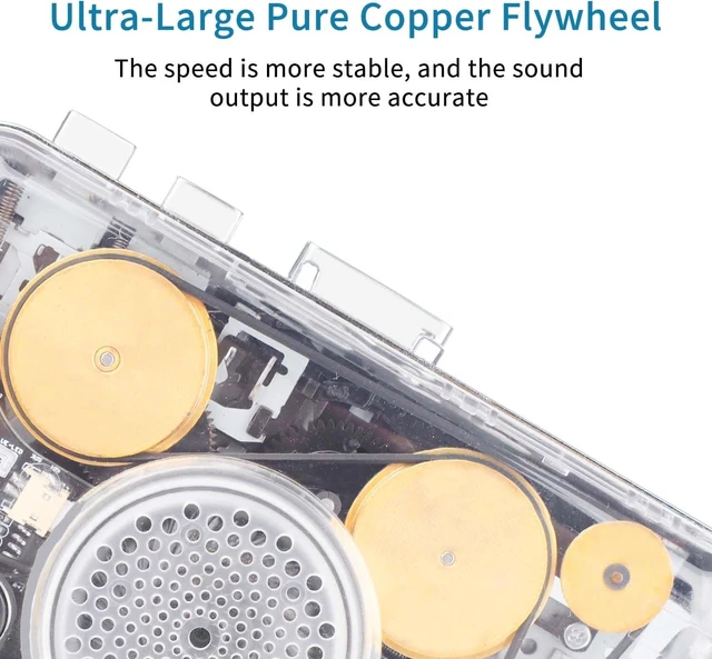 Alt view image 3 of 7 - Portable Clear Stereo &Auto Reverse Cassette Player,Convert Tapes to MP3 Format via USB Converter,Built-in Cool Copper Wheel Movement Speaker