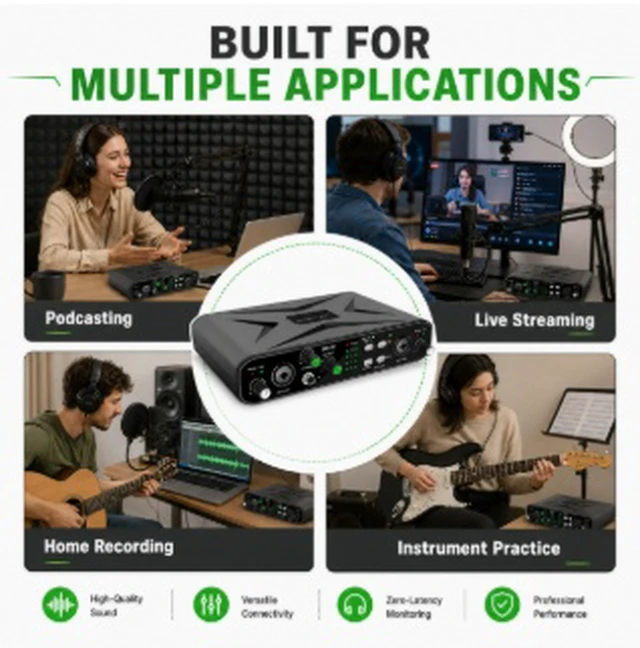 Alt view image 2 of 5 - EM-02 USB External Sound Card with Stereo Headphone Support, Plug & Play Audio Adapter for PC, Recording, Streaming & Live Broadcasting, Wired Audio Interface