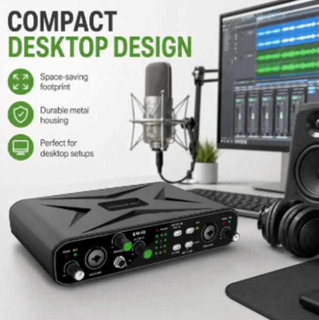 Alt view image 5 of 5 - EM-02 USB External Sound Card with Stereo Headphone Support, Plug & Play Audio Adapter for PC, Recording, Streaming & Live Broadcasting, Wired Audio Interface