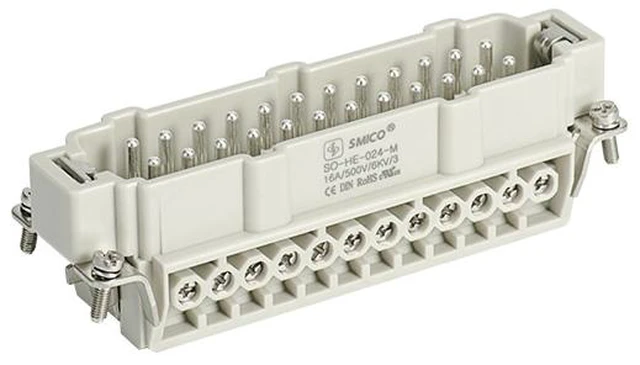 Main image of HE-024-F Heavy-Duty Industrial Connector, 24-Pin Plug, IP65 Rated, AC/DC Installation, for Industrial Robotics and Equipment